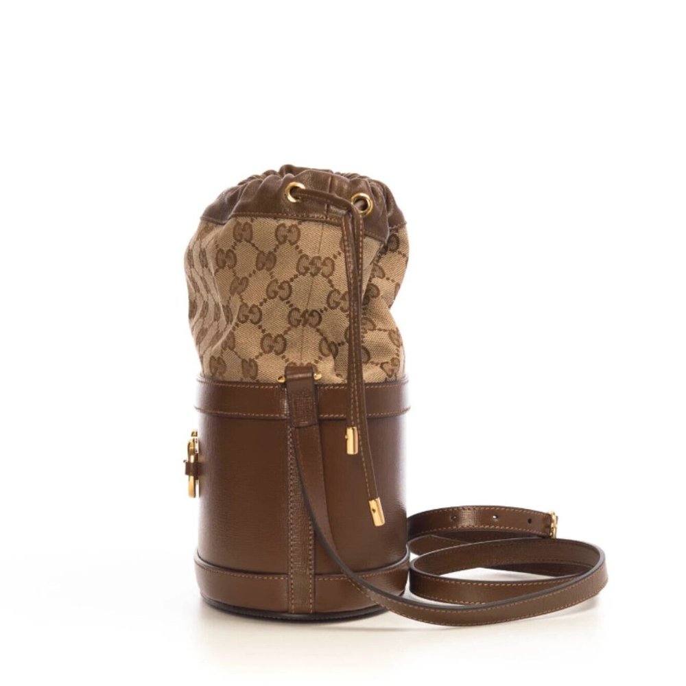 Gucci Brown Bucket GG Chocolate Horse Bit 1955 Calfskin Leather Handbag Bag NEW - Picture 4 of 11